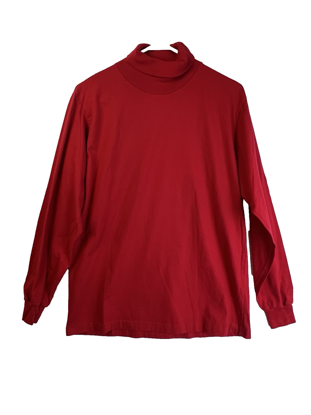 Cross Creek Red Turtleneck Women Large Cotton Knit Basic Layering Outdoors USA